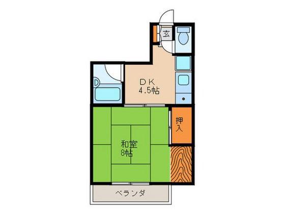 Yビル西原(1DK/3階)の間取り写真