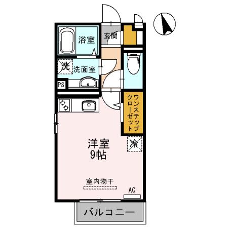 クレール出島(ワンルーム/2階)の間取り写真