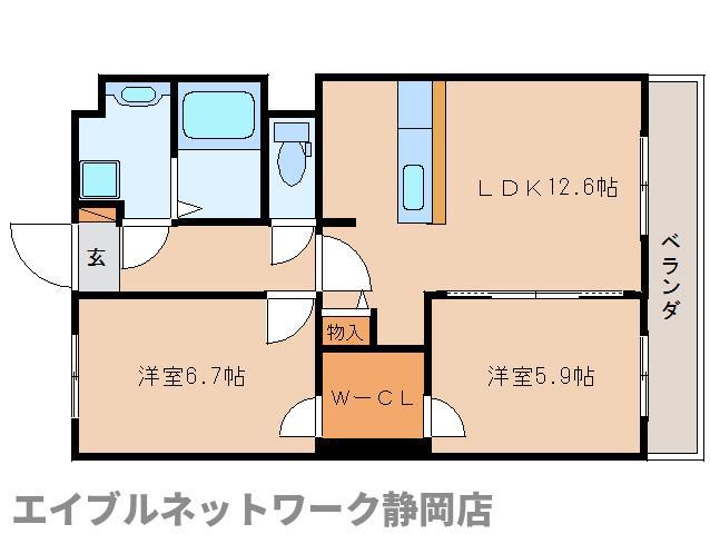 ベルフォーレ音羽町(2LDK/3階)の間取り写真