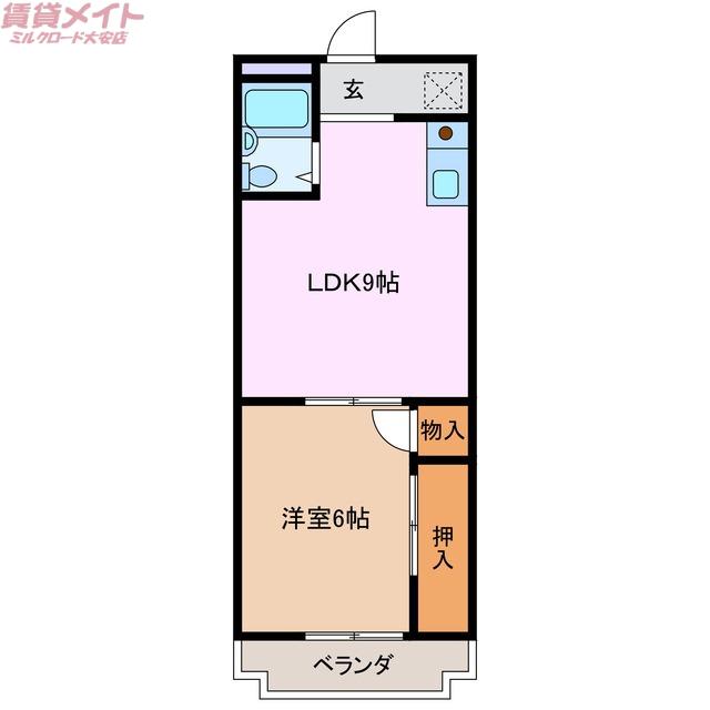 アークビレッジB棟(1LDK/1階)の間取り写真