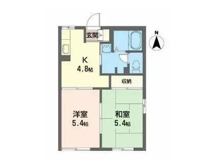 レジデンス悠B(2K/1階)の間取り写真