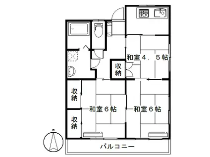 剣持コーポA(3K/2階)の間取り写真