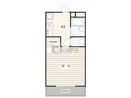 ステージ1(1K/2階)の間取り写真