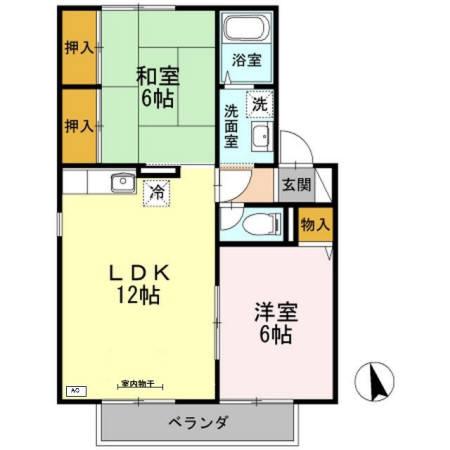 メイプルハイツ(2LDK/2階)の間取り写真