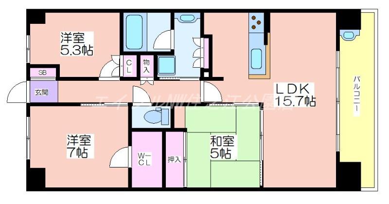 大阪ベイレジデンス(3LDK/7階)の間取り写真