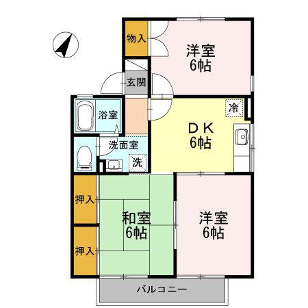 セジュール南州(3DK/2階)の間取り写真