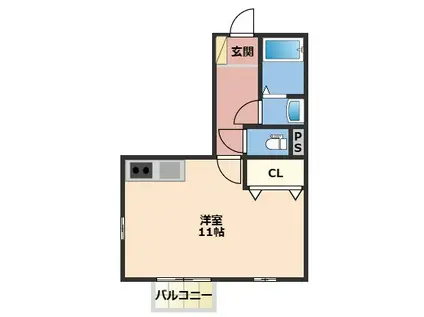 モナリエさわ(ワンルーム/2階)の間取り写真