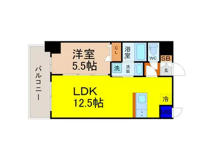 プレサンス新栄アーバンフロー(1LDK/15階)の間取り写真