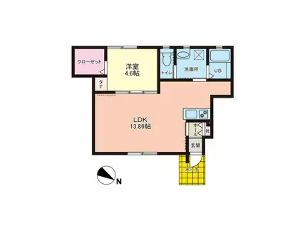 ルミナス松若II(1LDK/1階)の間取り写真