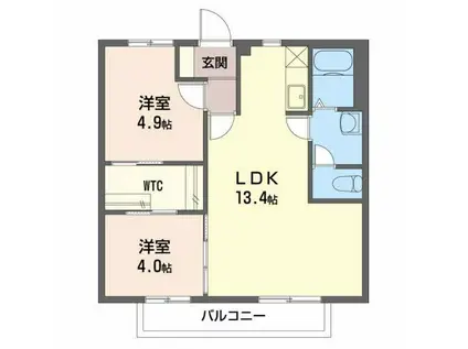 フォーレス西田B(2LDK/2階)の間取り写真