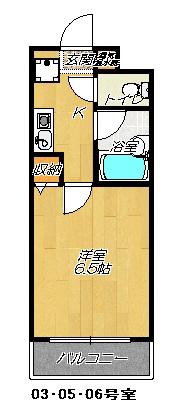 リバティ大野(1K/3階)の間取り写真
