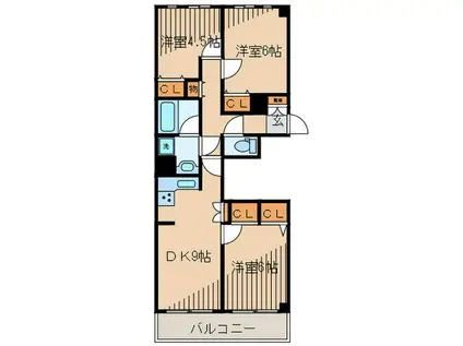 コスモ川崎スクエア(3DK/12階)の間取り写真