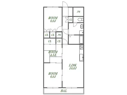 モルシェラ壱番館(3LDK/4階)の間取り写真