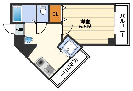 グリーンプラザ新梅田(1K/6階)の間取り写真