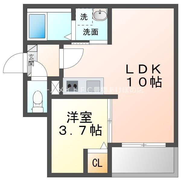 JACK FUNAMACHI II(1LDK/2階)の間取り写真