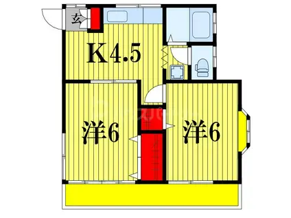 フラワーハイツ(2DK/2階)の間取り写真