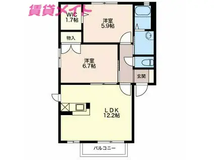 ハイネス21 C棟(2LDK/2階)の間取り写真