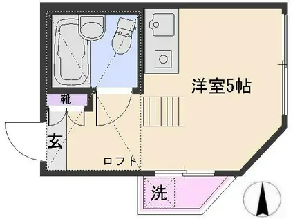 第2KRコーポ(ワンルーム/2階)の間取り写真