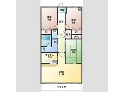 第2グランドビル永吉(3LDK/4階)の間取り写真