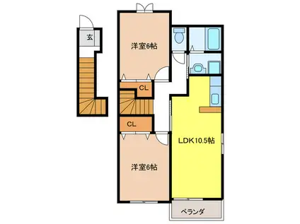 グレイスB(2LDK/2階)の間取り写真