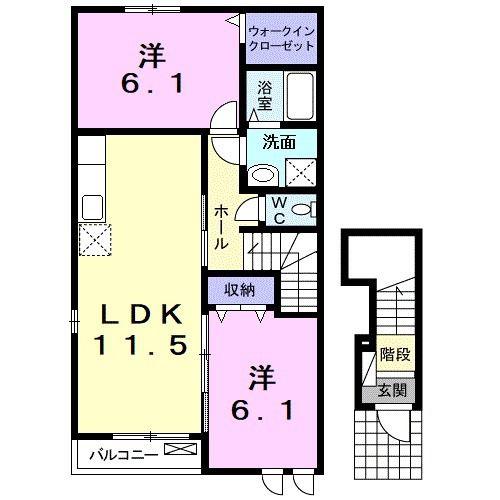 AUTHORITY K IX(2LDK/2階)の間取り写真