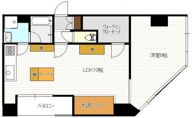 坪井ビル(1LDK/4階)の間取り写真
