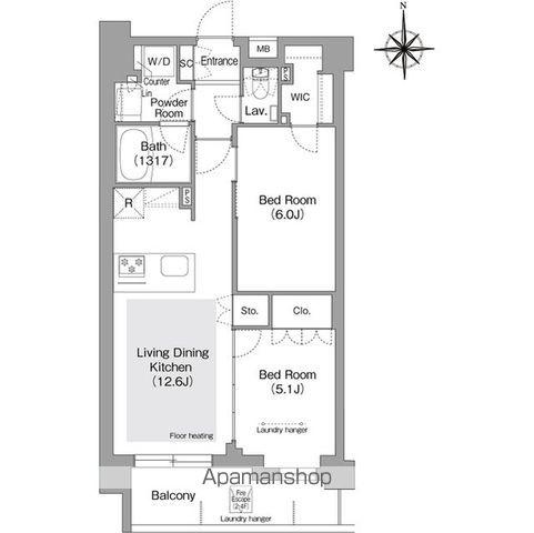 コンフォリア・リヴ文京護国寺(2LDK/4階)の間取り写真