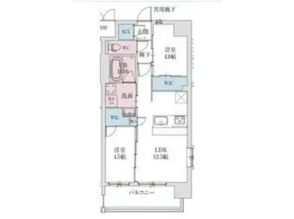 スプランディッド城東関目(2LDK/8階)の間取り写真