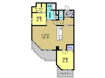 パークノヴァ夙川高塚町(2SLDK/3階)の間取り写真