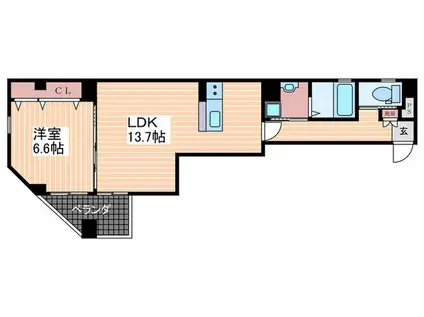 八丁堀 LAVENDER HILLS(1LDK/5階)の間取り写真