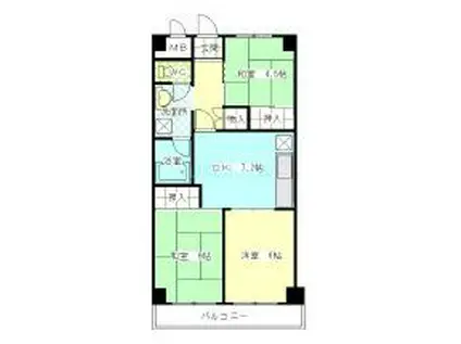 アミカル高橋(3DK/4階)の間取り写真