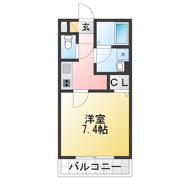 ジーメゾン川越仙波町(1K/1階)の間取り写真