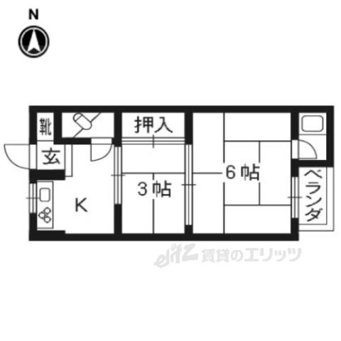 第一晴風荘(2K/3階)の間取り写真