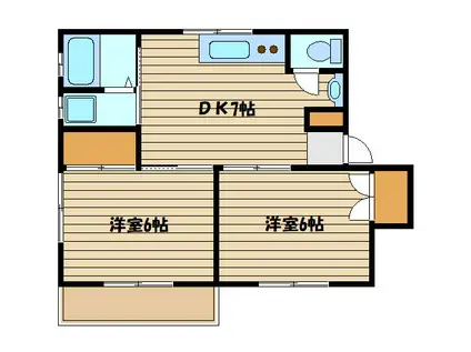 コーポ下田(2DK/2階)の間取り写真