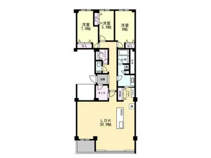 目白パーク・マンション(3LDK/10階)の間取り写真