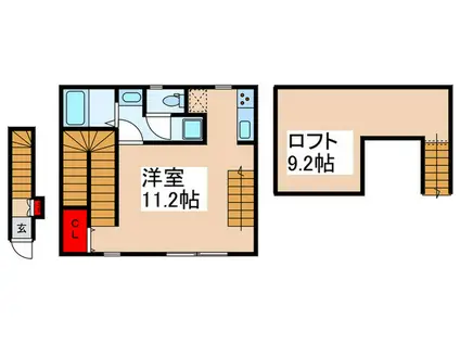 LOFT6(ワンルーム/2階)の間取り写真