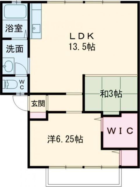 ハイツサンライフD棟(1LDK/2階)の間取り写真