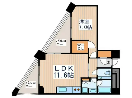 中目黒アトラスタワー(1LDK/29階)の間取り写真