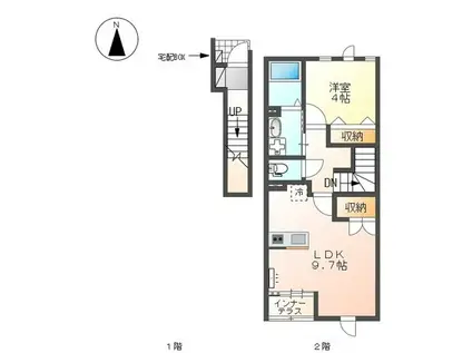 ル・エミフト ドュ(1LDK/2階)の間取り写真