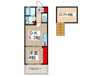 EPガーデン鬼越(1DK/2階)の間取り写真