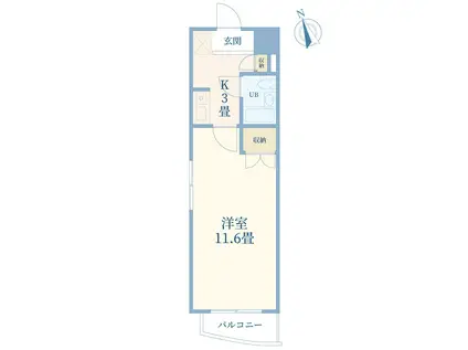 パールコート東大井(1K/3階)の間取り写真