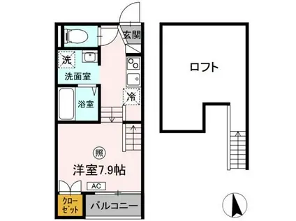 小春日和A(ワンルーム/1階)の間取り写真