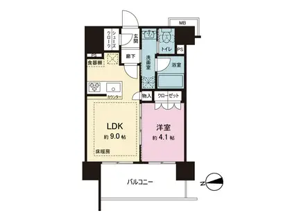 サンクレイドル上野II(1LDK/7階)の間取り写真