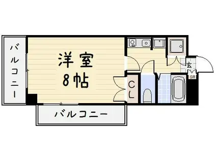 北九州モノレール 北方駅(福岡) 徒歩8分 8階建 築30年(1K/6階)の間取り写真