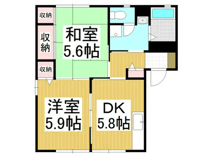 グリーンハイツ島立 B(2K/1階)の間取り写真