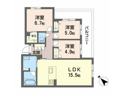 ボヤージュ春日(3LDK/1階)の間取り写真