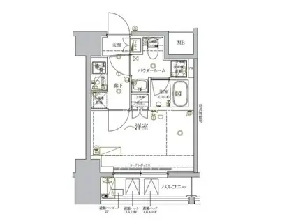 RELUXIA品川西大井(1K/2階)の間取り写真