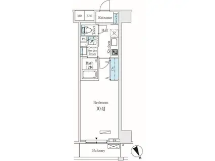 グロリアコート市川(1K/10階)の間取り写真