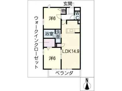 セイント原(2LDK/3階)の間取り写真