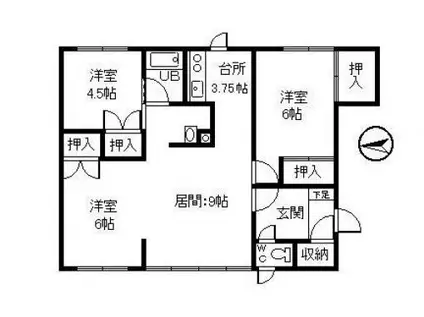ハイツKIHIRU(3LDK/1階)の間取り写真